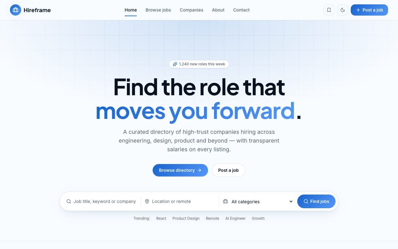 Hireframe screenshot